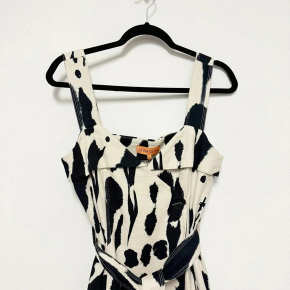 NWT $460 Stine Goya Gina Abstract Structured Cotton Dress - Wrap Tie-Waist Dress - Picture 4 of 9